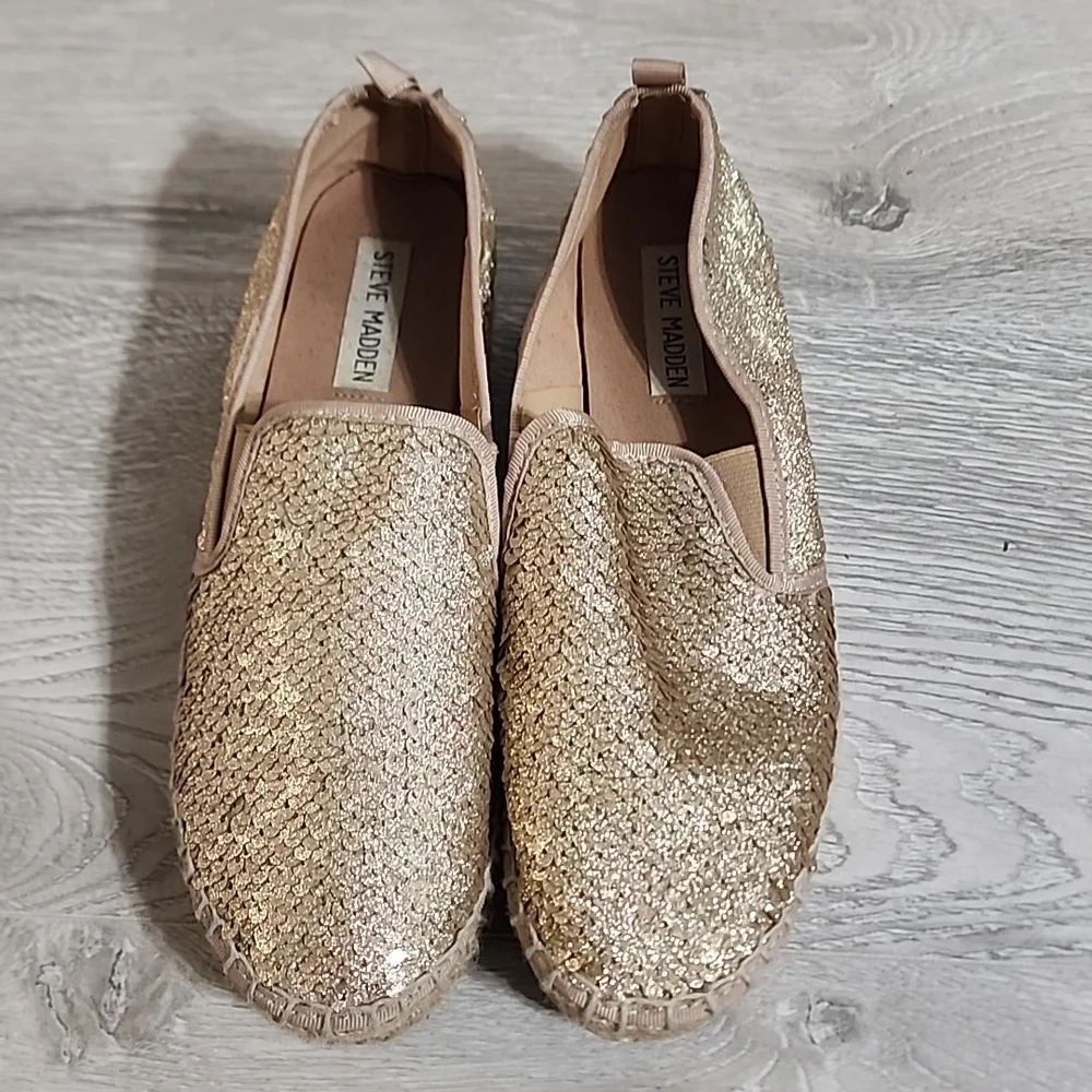 Steve Madden Gold Sequin Espadrilles